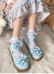 Round Head Bunny Ears Hair Ball Bowknot Cat Claw Print Lace Cute Sweet Lolita Doll Soft Flat Cookies Bottom Shoes