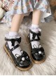 Round Head Bunny Ears Hair Ball Bowknot Cat Claw Print Lace Cute Sweet Lolita Doll Soft Flat Cookies Bottom Shoes