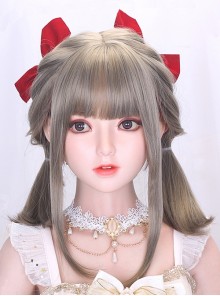 Aoki Linen Gray Cute Short Straight Bobo Double Ponytail Braided Hair Girl Styling Sweet Lolita Full Head Wig