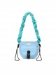 Spring Pasture Series Cute Square Contrast Kawaii Fashion Zippered Pleated Chunky Crossbody Strap Elastic Band Bag