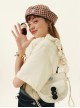 Spring Pasture Series Cute Square Contrast Kawaii Fashion Zippered Pleated Chunky Crossbody Strap Elastic Band Bag