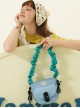 Spring Pasture Series Cute Square Contrast Kawaii Fashion Zippered Pleated Chunky Crossbody Strap Elastic Band Bag