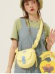 Spring Pasture Series Cute Square Contrast Kawaii Fashion Zippered Pleated Chunky Crossbody Strap Elastic Band Bag