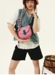 Spring Pasture Series Cute Square Contrast Kawaii Fashion Zippered Pleated Chunky Crossbody Strap Elastic Band Bag