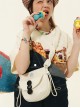 Spring Pasture Series Cute Square Contrast Kawaii Fashion Zippered Pleated Chunky Crossbody Strap Elastic Band Bag