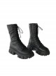 Punk Style European American Street Handsome Motorcycle Thick Sole Round Toe Shoelace Black Martin Boots Knight Boots