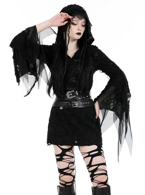 Punk Style Cool Rock Bandage Design Silver Metal Buckle Rivet Decoration Black PU Leather Tight Belt