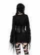 Punk Style Cool Rock Bandage Design Silver Metal Buckle Rivet Decoration Black PU Leather Tight Belt