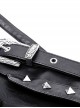 Punk Style Cool Rock Bandage Design Silver Metal Buckle Rivet Decoration Black PU Leather Tight Belt
