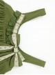 Forest Style Leaf Lace Ruffles Bowknot Sweet Retro Doll Classic Lolita Green Suspender Dress Short Sleeves Shirt Set