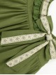 Forest Style Leaf Lace Ruffles Bowknot Sweet Retro Doll Classic Lolita Green Suspender Dress Short Sleeves Shirt Set