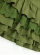 Forest Style Leaf Lace Ruffles Bowknot Sweet Retro Doll Classic Lolita Green Suspender Dress Short Sleeves Shirt Set