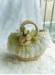 Simulated Daisy Green Leaves Rose Lace Pastoral Style Vacation Satin Bowknot Classic Lolita Straw Handbag