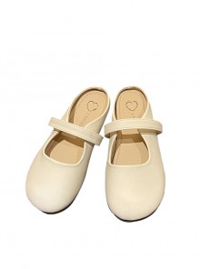 French Fairy Style Round Head Daily Versatile Kawaii Fashion Soft Flat Soles Gentle Mules Semi Slippers