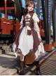 Pirate Guide Series Exquisite Lapel Straps Bowknot Steampunk Voyages Brown Classic Lolita Suspender Dress Puff Sleeves Shirt Set