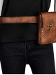 European American Retro Steampunk Pirate Style Metal Buckle Brown Outdoor Mobile Phone Coin Mini Waist Bag