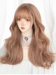 Daily Commute Elegant Champagne Light Brown Big Wavy Long Curly Hair Cute Flat Bangs Sweet Lolita Full Head Wig