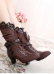 Handmade Bowknot Ribbon Vintage Gorgeous Victorian Steampunk Style Lace Classic Lolita Outdoor High Boots