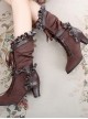 Handmade Bowknot Ribbon Vintage Gorgeous Victorian Steampunk Style Lace Classic Lolita Outdoor High Boots