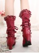 Handmade Bowknot Ribbon Vintage Gorgeous Victorian Steampunk Style Lace Classic Lolita Outdoor High Boots