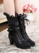 Handmade Bowknot Ribbon Vintage Gorgeous Victorian Steampunk Style Lace Classic Lolita Outdoor High Boots