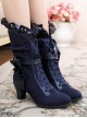 Handmade Bowknot Ribbon Vintage Gorgeous Victorian Steampunk Style Lace Classic Lolita Outdoor High Boots