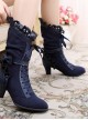 Handmade Bowknot Ribbon Vintage Gorgeous Victorian Steampunk Style Lace Classic Lolita Outdoor High Boots