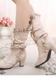 Handmade Bowknot Ribbon Vintage Gorgeous Victorian Steampunk Style Lace Classic Lolita Outdoor High Boots