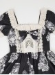 Night Of Dolls Series Black Square Collar Lace Ruffles Bowknot Antique Doll Embroidery Classic Lolita Puff Sleeves Dress OP