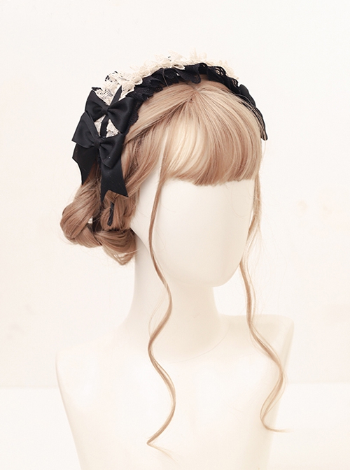 Doll Sense Elegant Antique Lace Ruffles Bowknot Versatile Daily Accessory Classic Lolita Handmade Hairband