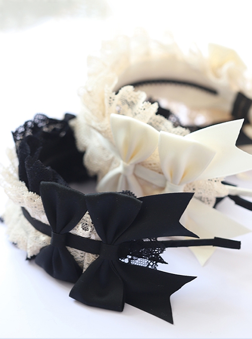 Doll Sense Elegant Antique Lace Ruffles Bowknot Versatile Daily Accessory Classic Lolita Handmade Hairband