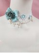 Cool Summer Series Gorgeous Elegant Sweet Lace Bowknot Versatile Roses Pearl Chain Classic Lolita Necklace