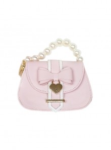 Milk Core Series Daily Commute Gentle Cute Love Metal Buckle Bowknot Pearl Chain Sweet Lolita JK Uniform Soft Girl Bag