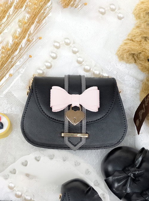 Milk Core Series Daily Commute Gentle Cute Love Metal Buckle Bowknot Pearl Chain Sweet Lolita JK Uniform Soft Girl Bag