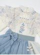 Sea Flowers Series Blue New Chinese Style Wesh Yarn Lace Fake Two Piece Irregular Embroidered Classic Long Sleeves Lolita Dress