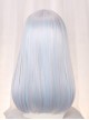 Japanese Style Colorful Macarons Gradient Jewel Color Gorgeous White Flat Bangs Medium Long Hair Sweet Lolita Full Head Wig