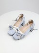 Brulee Sweetheart Series Sweet Elegant Lace Bowknot Classic Lolita Satin Square Toe Pumps Shallow Mouth Shoes