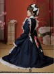 Yayoi Series Japanese Style Long Maid Uniform Contrast Color Bowknot Apron Classic Lolita Loose Long Sleeves Dress