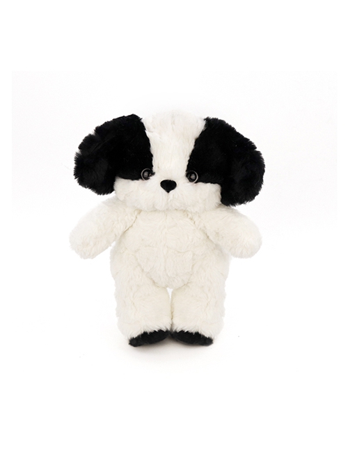 Soft Cute Overalls Black White Dog Border Collie Kawaii Fashion Heartwarming Gift Sleeping Companion Plush Puppy Doll