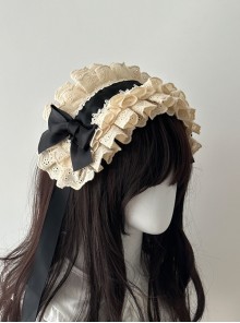 Elegant Exquisite Versatile Double Layer Lace Ruffles Doll Sense Classic Lolita Vintage Wide Headband