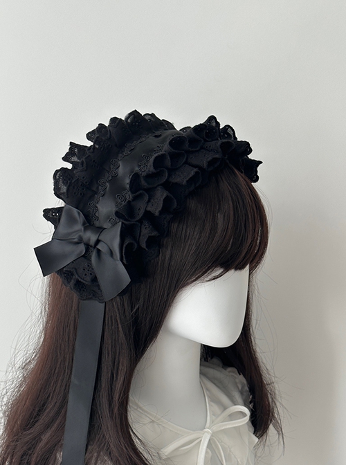 Elegant Exquisite Versatile Double Layer Lace Ruffles Doll Sense Classic Lolita Vintage Wide Headband