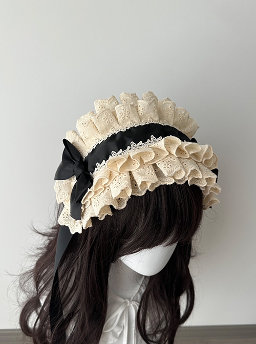 Elegant Exquisite Versatile Double Layer Lace Ruffles Doll Sense Classic Lolita Vintage Wide Headband