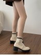 French Style Mary Jane Pearl Square Buckle Classic Lolita Leather Round Head Shallow Mouth Thick High Heels Shoes