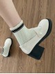 French Style Mary Jane Pearl Square Buckle Classic Lolita Leather Round Head Shallow Mouth Thick High Heels Shoes