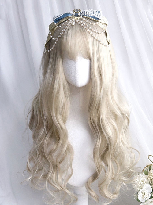 Bobo Milk Tea Series Doll Sense Sophisticated Elegant Versatile Long Curly Hair Flat Bangs Sweet Lolita Full Head Wig