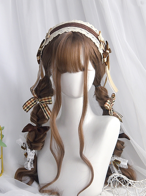 Bobo Milk Tea Series Doll Sense Sophisticated Elegant Versatile Long Curly Hair Flat Bangs Sweet Lolita Full Head Wig