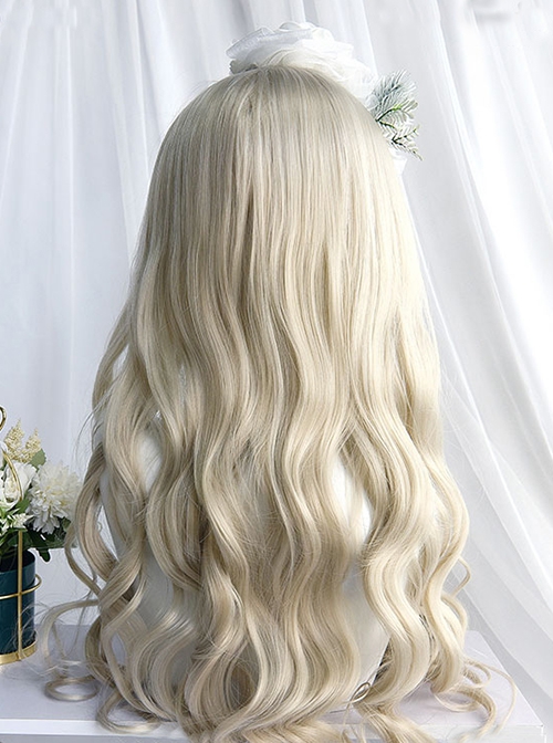 Bobo Milk Tea Series Doll Sense Sophisticated Elegant Versatile Long Curly Hair Flat Bangs Sweet Lolita Full Head Wig