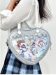 Heart Shape Runny Cream Checkered Pattern Bowknot Sweet Lolita Transparent Layer Display Crossbody Shoulder Bag