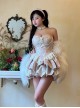 Sweetheart Daughter Series Rich Girl Sweet Birthday Party Lace Ruffles Slim Fit Sexy Pearl Chain Kawaii Fashion Tube Top Short Dress