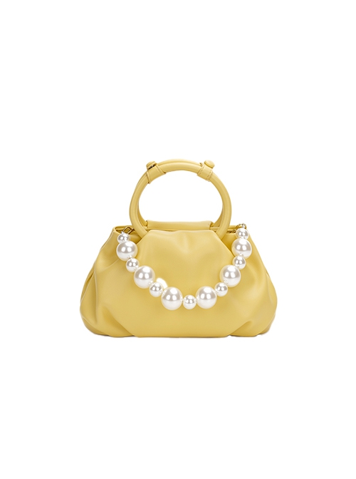 Elegant Low Saturation Daily Commute Ring Handle White Pearl Classic Lolita Crossbody Soft Cloud Handbag